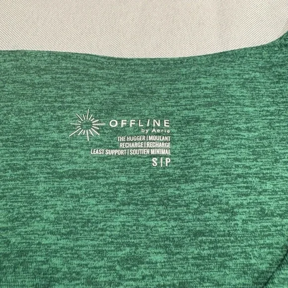 Offline By Aerie Sports Bra Small The Hugger Keyhole High Neck Green - Picture 3 of 6